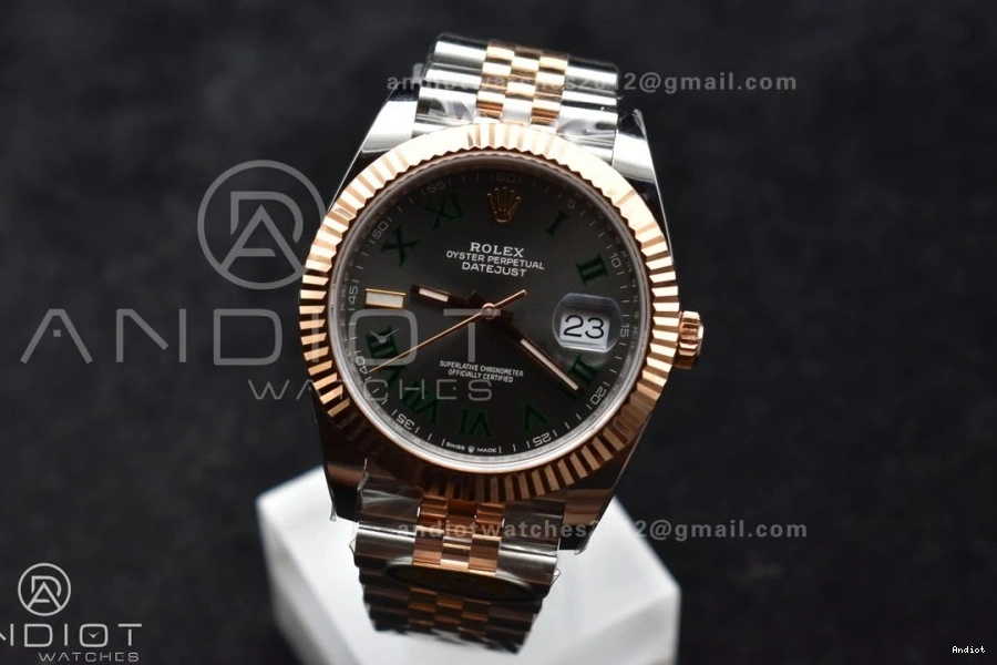 Roman 126333 DateJust 41 ARF Gray Best Dial SS 904L Weight) 1:1 RG Green SS Jubilee on Bracelet (Gain SH3235 Steel Edition RG 0501